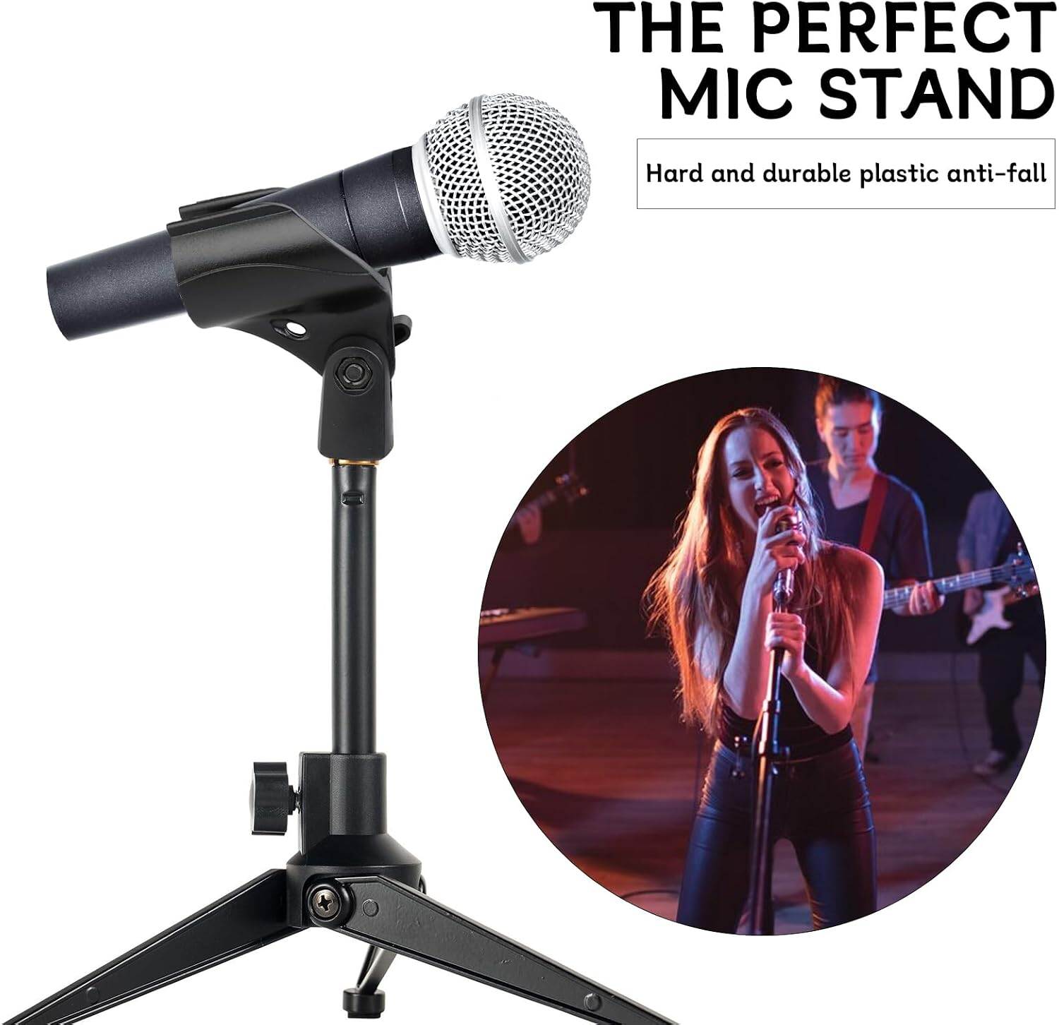 Picture of Microphone Clip Holder with Nut Adapter, 5/8"  or 20-25mm Thread Converter for Performance, Podcasting, Recording Mic Clips for Stand Accessories (Black)
