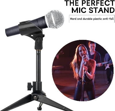 Picture of Microphone Clip Holder with Nut Adapter, 5/8"  or 20-25mm Thread Converter for Performance, Podcasting, Recording Mic Clips for Stand Accessories (Black)