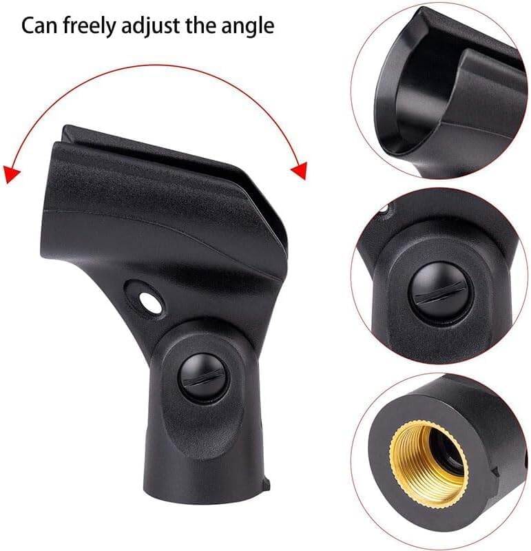 Picture of Microphone Clip Holder with Nut Adapter, 5/8"  or 20-25mm Thread Converter for Performance, Podcasting, Recording Mic Clips for Stand Accessories (Black)