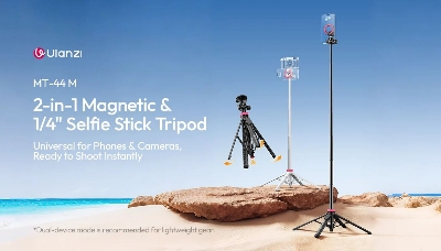 Picture of Ulanzi MT-44M 2-in-1 Magnetic & 1/4" Selfie Stick Tripod  Extended Height 149 cm / 58.66 in Black (Black)