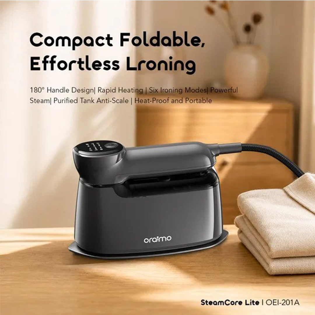 Picture of Oraimo SteamCore Lite Portable Steam Iron with 180° Rotating Handle | 6 Modes, 130ml Tank, Steam & Dry-OEI-201A