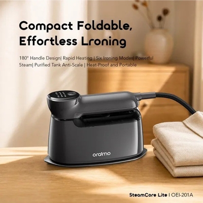 Picture of Oraimo SteamCore Lite Portable Steam Iron with 180° Rotating Handle | 6 Modes, 130ml Tank, Steam & Dry-OEI-201A
