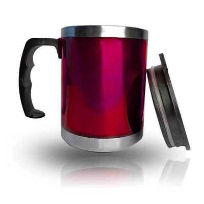 Picture of Stainless Steel Plain Red Travel Coffee Mug, Capacity: 400 ml