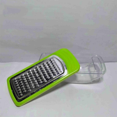 Picture of Famous Box Cheese Grater with Container, 18/8 Stainless Steel Blade for Cheese, Vegetables, and Bread, Green&White
