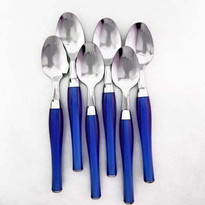 Picture of 6 Pcs Spoon Set (pen Style) With Plastic Handle For Kitchen And Dining Table Red  Blue & Purple color