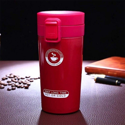 Picture of Vacuum Insulated Travel Stainless Steel Tea Coffee Flask Thermos Mug | Tumbler with Flip Lid Mesh Strainer Hot and Cold for 6 Hours