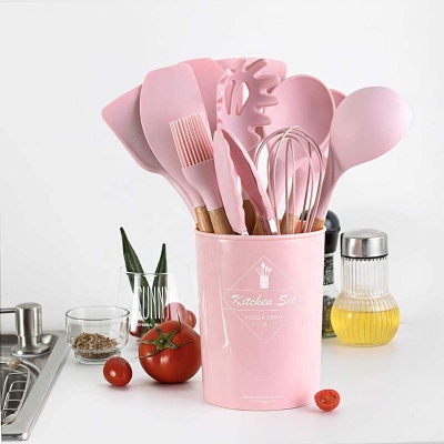 Picture of 12 pcs Food grade silicone Cooking baking utensils heat resistant utensils silicone kitchen set