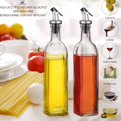 Picture of 2pcses 500ml Capacity Olive Oil Dispenser Free Flow Bottle Pourer Dispenser