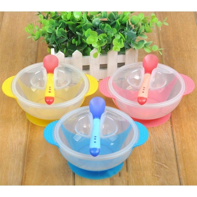 Picture of Children Dish Set Suction Cup Bottom Baby Bowl And Temperature Testing Spoon