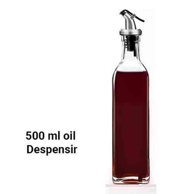Picture of Oil Dispenser Olive Oil Dispenser Glass Bottle Crystal Clear Square Shaped Glass Oil Dispenser Bottle with Lever-Release Stopper Snap Flip Top Lid Bottle, Vinegar and Sauce 500ml, (PACK OF 1)
