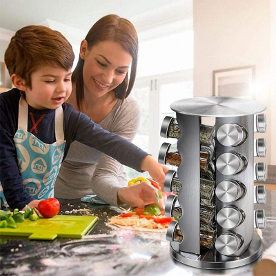 Picture of 20 Jars,16 Jars and 12 Jars Countertop Spice Tower, Round Spice Rack Best Quality