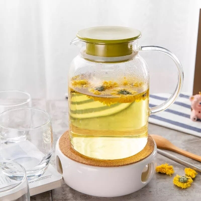 Picture of Jug Glass Pitcher Glass Pot Glass Pot Pitcher Heat Resistant Wheat Tea Hammer Pattern Jug Glass Pitcher Fashionable Wheat Tea Pot Ice Tea Pot Jug Design Present