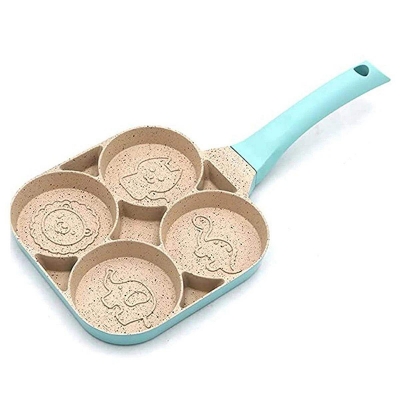 Picture of 4 Cup Non-Stick Egg Pan, 7.5 Inch Aluminum Egg Pan, Wooden Handle, Pancake Frying Pan, for Frying Eggs