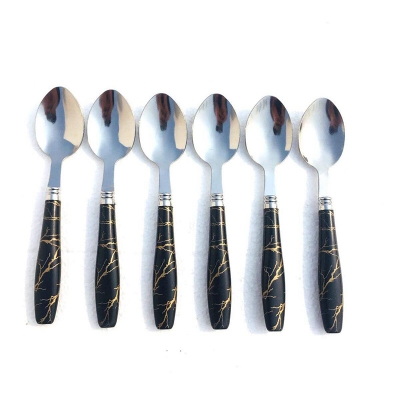 Picture of Stainless Steel Ceramic Design Tea Spoon for Home/Kitchen, Set of 6 Pcs (Standard, Multicolor)