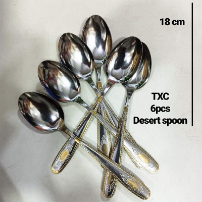 Picture of (Set of 6) txc golden color 18 cm Brand new Stainless Steel Desert Tea spoon,6 pcs set, Silver 18cm