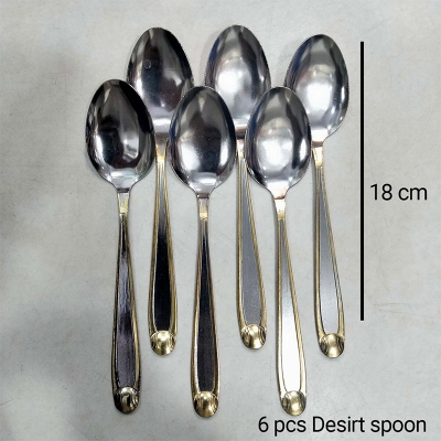 Picture of (Set of 6) txc golden color 18 cm Brand new Stainless Steel Desert Tea spoon,6 pcs set, Silver 18cm