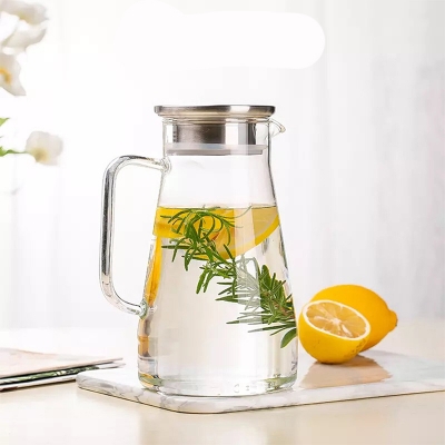 Picture of Progressive - 1400ml 47.3oz DELI Borosilicate Custom Teapot Bottles Large Water Milk Glass Jug with Lid - Kitchen & Dining