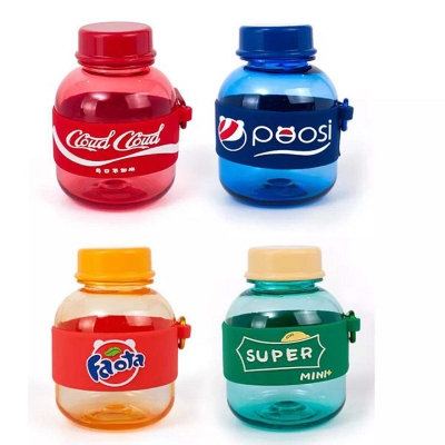 Picture of Mini Plastic Water Bottles Kawaii Bottle Cute Kid Soda Water Bottle with Portable Rope Steel Student Girls Aerated Drink Bottles