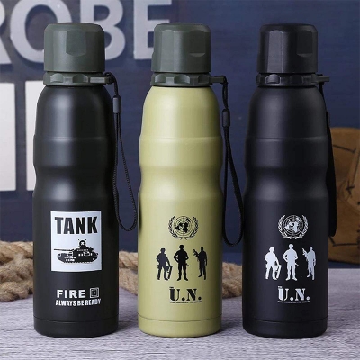 Picture of Men Thermos 500ml Stainless Steel Thermo insulated Cup Bottle for Water Tea Coffee Sport Swig Outdoors Portable Travel Mug - Water Bottle