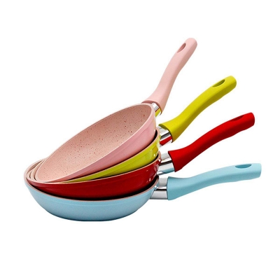 Picture of Non Stick Forged Frying Pan 16CM Marble Stone Coating and Silicone handle 4 different color