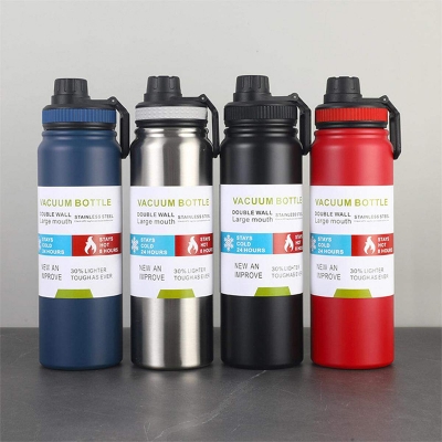 Picture of Leakproof Large Capacity Portable Sports Thermos 304 Stainless Steel Water Bottle Travel Mug 600ml