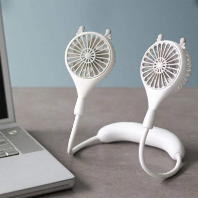Picture of 1 pcs Adjustable Portable Fan Hanging Neck Mini Air Cooler USB Rechargeable Small Personal Cooling Tools for Home Outdoor