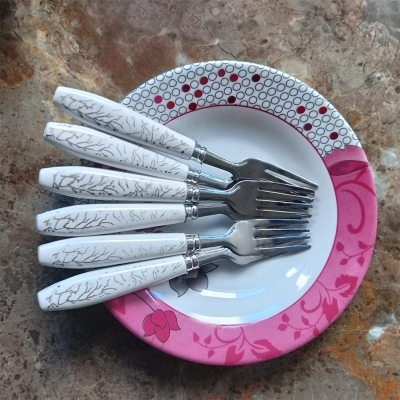 Picture of YUCHANG Black Berry 6 pcs Stainless Steel sweet Spoons Mini Fork Coffee forkspoon