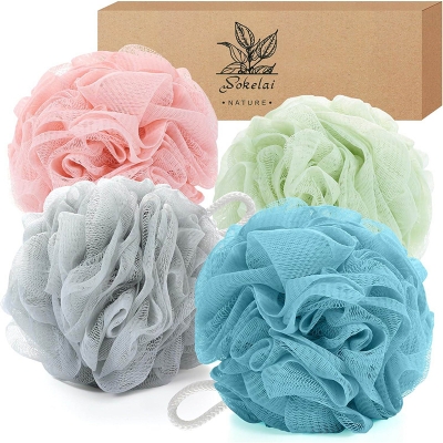 Picture of 1 pcs Soft Mesh Bath Sponge Balls Loofah Cleaning Brush Shower Sponge Body Cleanser Exfoliating Scrubbers Bathroom Supplies