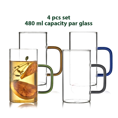 Picture of 4 Pcs Set Glass Cup, Long Borosilicate glass long cup 480ml GPZB307/L4C capacity
