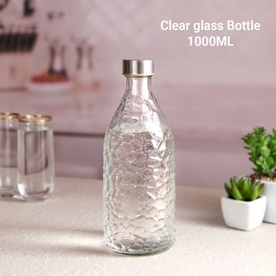 Picture of Buxton Clear glass Bottle for water Milk , reusable water bottle 1000ML