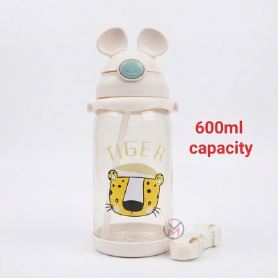 Picture of Tiger 2 IN 1 water  bottles for school going kids 600 ml capacity(transparent)