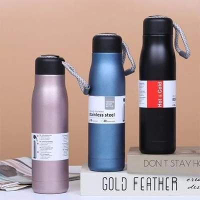 Picture of Water Bottles with Portable Lid, BPA Free, Hydro Insulated Thermal Flask for Hot or Cold Drinks 500 ML - Stainless Steel Metal Reusable Water Bottle