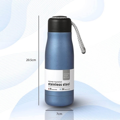 Picture of Water Bottles with Portable Lid, BPA Free, Hydro Insulated Thermal Flask for Hot or Cold Drinks 350 ML - Stainless Steel Metal Reusable Water Bottle