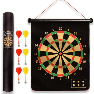 Picture of 17 Inches Double-Sided Magnetic Dart Board Game with 6 Magnetic Darts | Indoor Outdoor Games for Adults, Kids Foldable Dart Board Game Toy for Kids