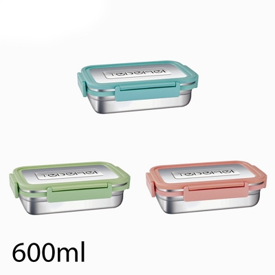 Picture of Homio Tedemei high quality 600ml portable BPA free leak-proof lunch box square stainless steel with lid food storage container