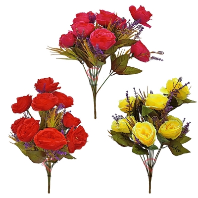 Picture of 1 pcs flower stick 9-10 Heads color Artificial Flowers Home Decoration 9 Color Beauty Silk Fake Flower Especial for Wedding and Festival Decoration