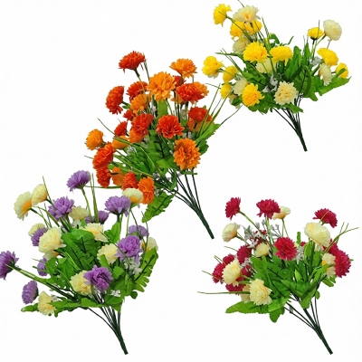 Picture of Multicolor 20-28 Heads color Home Decoration Color Beauty Silk Artificial Flowers stick Fake Flower Especial for Wedding and Festival Decoration