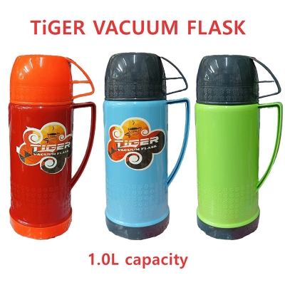 Picture of Tiger Vacuum flask 1L capacity glass refill and plastic body with a plastic cup for drink