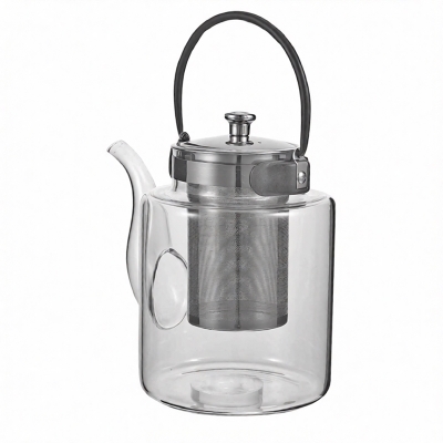 Picture of Hemoton Stainless Steel Glass Teapot 1000ml Heat Resistant Loose Tea Glass Infuser Kettle Tea Coffee Water Stovetop Kettle for Flower Tea Loose Lea Transparent
