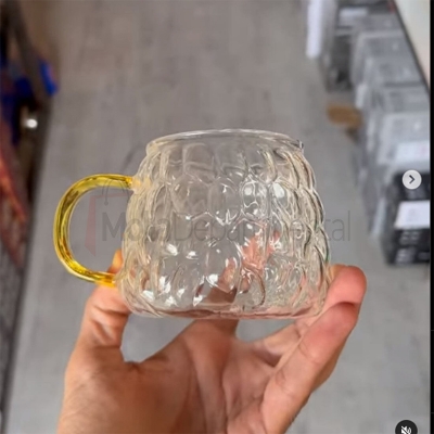 Picture of 1 pcs Heat-resistant Transparent Glass Cup with color Handle  heat resistant cup for tea and coffee cup