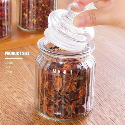 Picture of 1pcs 300ml Glass Jars with Lids Small Mason Jars Candy Cookie Coffee Tea Seeds Nuts Spice Jar Buffet Jar Decoration DIY Jars 7.5 cm Dia. x 13cm H