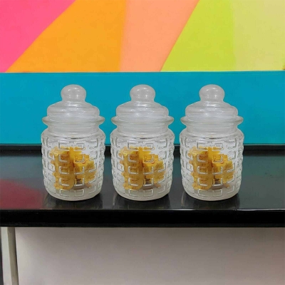 Picture of 3pcs 300ml Glass Jars with Lids Small Mason Jars Candy Cookie Coffee Tea Seeds Nuts Spice Jar Buffet Jar Decoration DIY Jars 7.5 cm Dia. x 13cm H