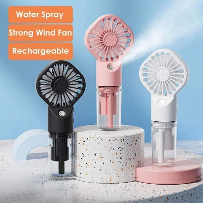 Picture of 4 speed USB Desk Rechargeable Handheld Fan Multifunction Mini Water Mist Fan Portable