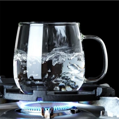 Picture of 1 pcs plain style Heat-resistant Glass Cup Coffee Cup With Handle Tea Milk Drink Mug Household Home Drinkware 490ml capacity