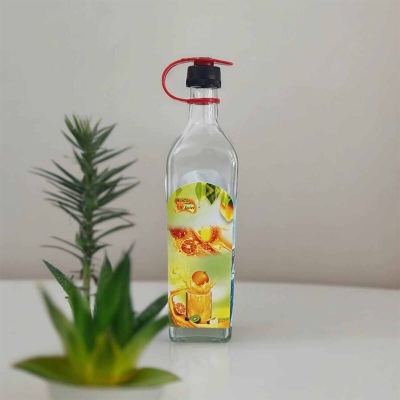 Picture of Clear Color 1 Liter Glass Water Bottle with Lid, Long Drinking Bottle, 1000ml