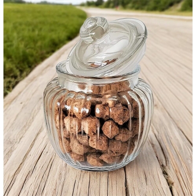 Picture of Elegant Vertical Stripe Candy Jar with Lid - 1 Pc, Crestal Clear Glass, Ideal for Storage and Display