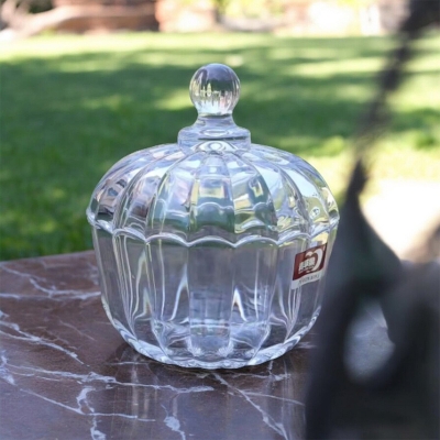 Picture of 1 Pc Pumpkin Candy Bowl with Lid - Sugar Storage Jar Made of Acrylic and Soda Lime Glass