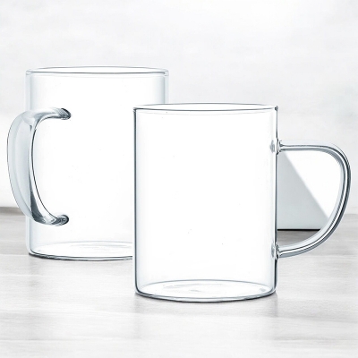 Picture of GPB19 Borosilicate Clear Glass Mugs - 450ml, Heat Resistant, Lightweight, Fireproof for Oven Use, Ideal for Hot & Cool Drinks (2pcs Set)