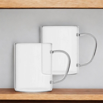 Picture of Borosilicate Glass Mugs GPB19 - Clear, 450ml, Lightweight, Heat Resistant, Fireproof for Oven Use, Ideal for Tea & Beverages (2pcs Set)