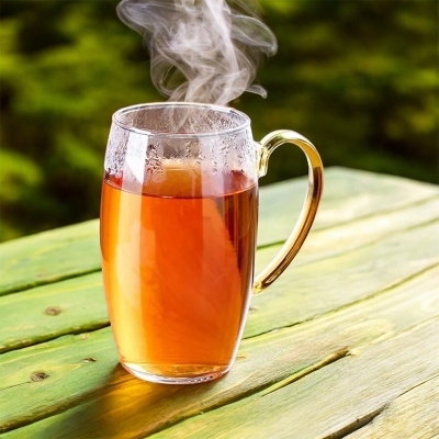 Picture of 330ml Borosilicate Glass Tea Cup - Clear, Heat Resistant, Fireproof, Lightweight with Golden Handle (1pc)